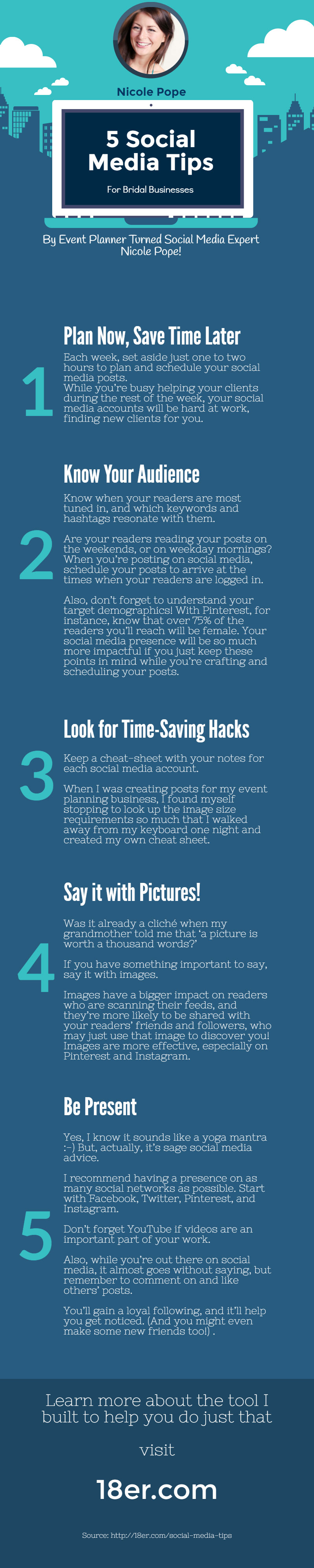 Social Media Tips for Bridal Businesses. Tips for Facebook, Twitter, Pinterest, LinkedIn and Instagram